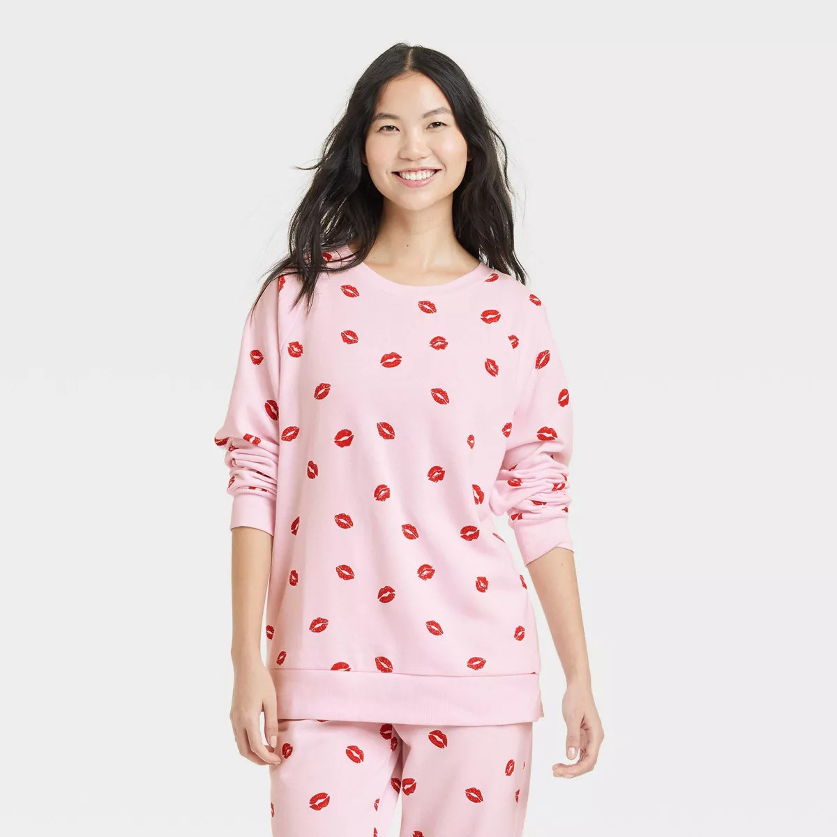 Women's Fleece Sweatshirt - Colsie™ Pink/Kisses L | Target