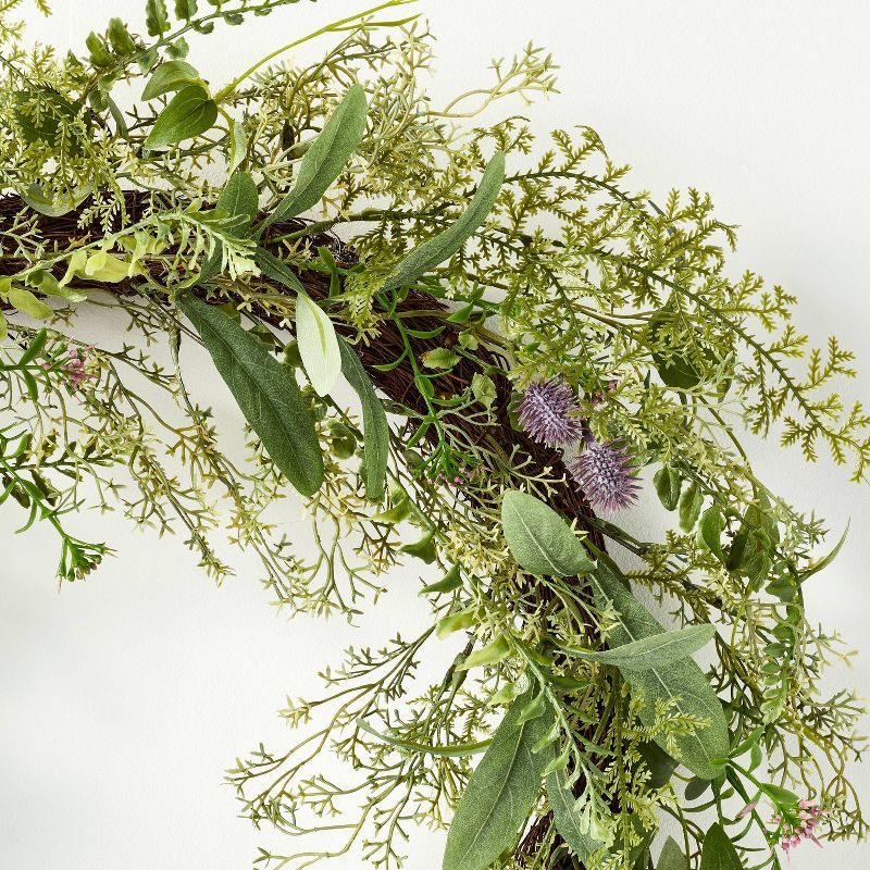 Mixed Greenery and Asymmetrical Thistle Wreath - Threshold™ designed with Studio McGee | Target