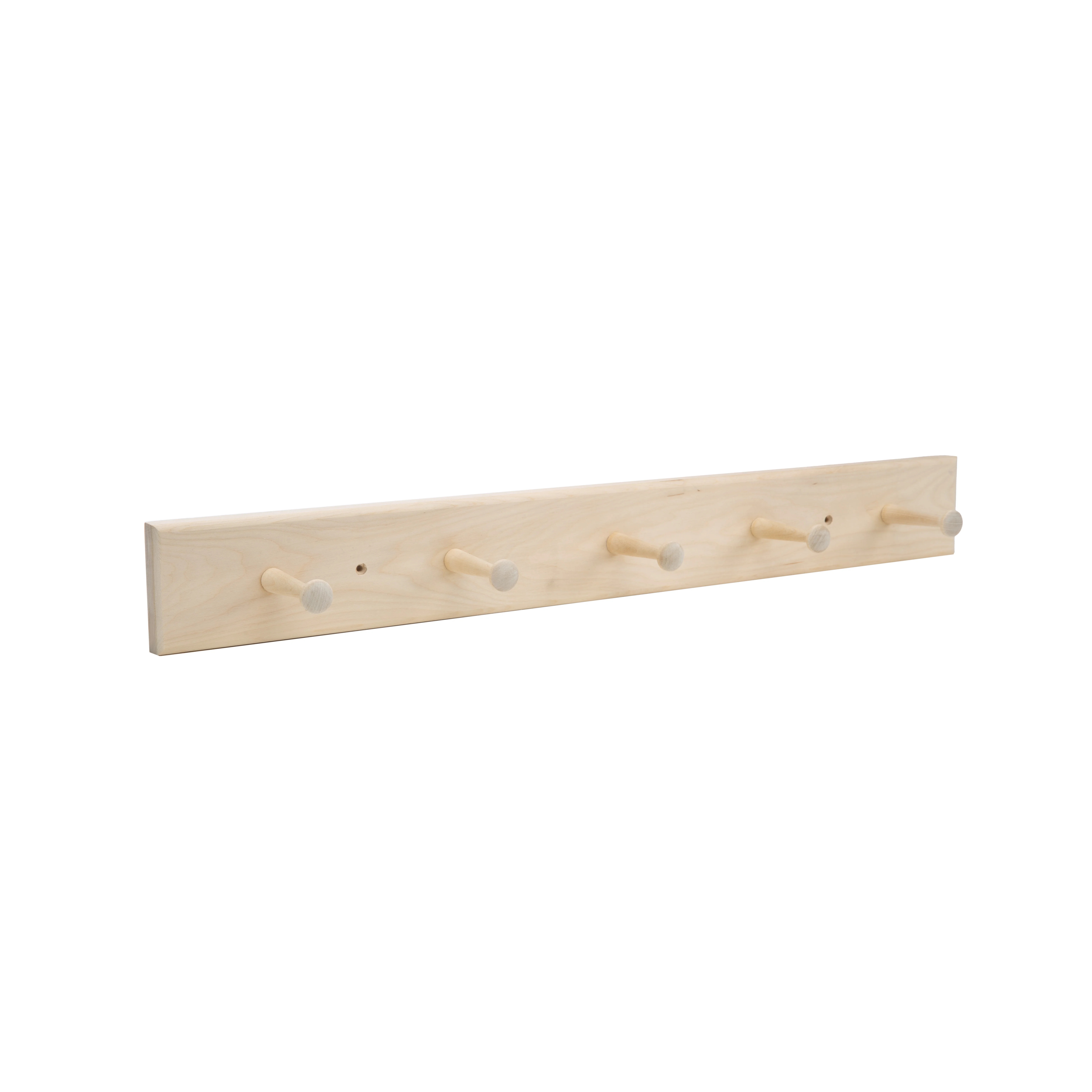Mainstays 27 in. Wall Mounted Unfinished Wood Hook Rack, 5 Pegs - Walmart.com | Walmart (US)
