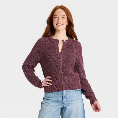 Women's Iconic Cotton Cardigan - Universal Thread™ Olive Green S | Target