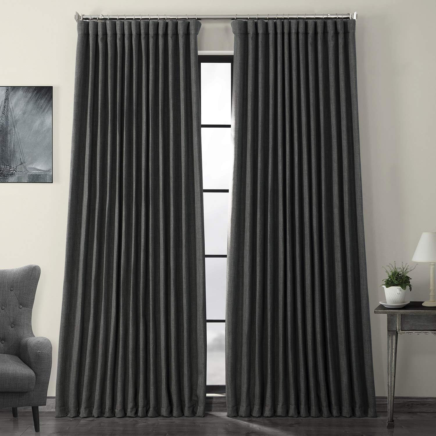 HPD Half Price Drapes Faux Linen Textured Room Darkening Curtains for Bedroom 108 Inches Long (1 ... | Amazon (US)