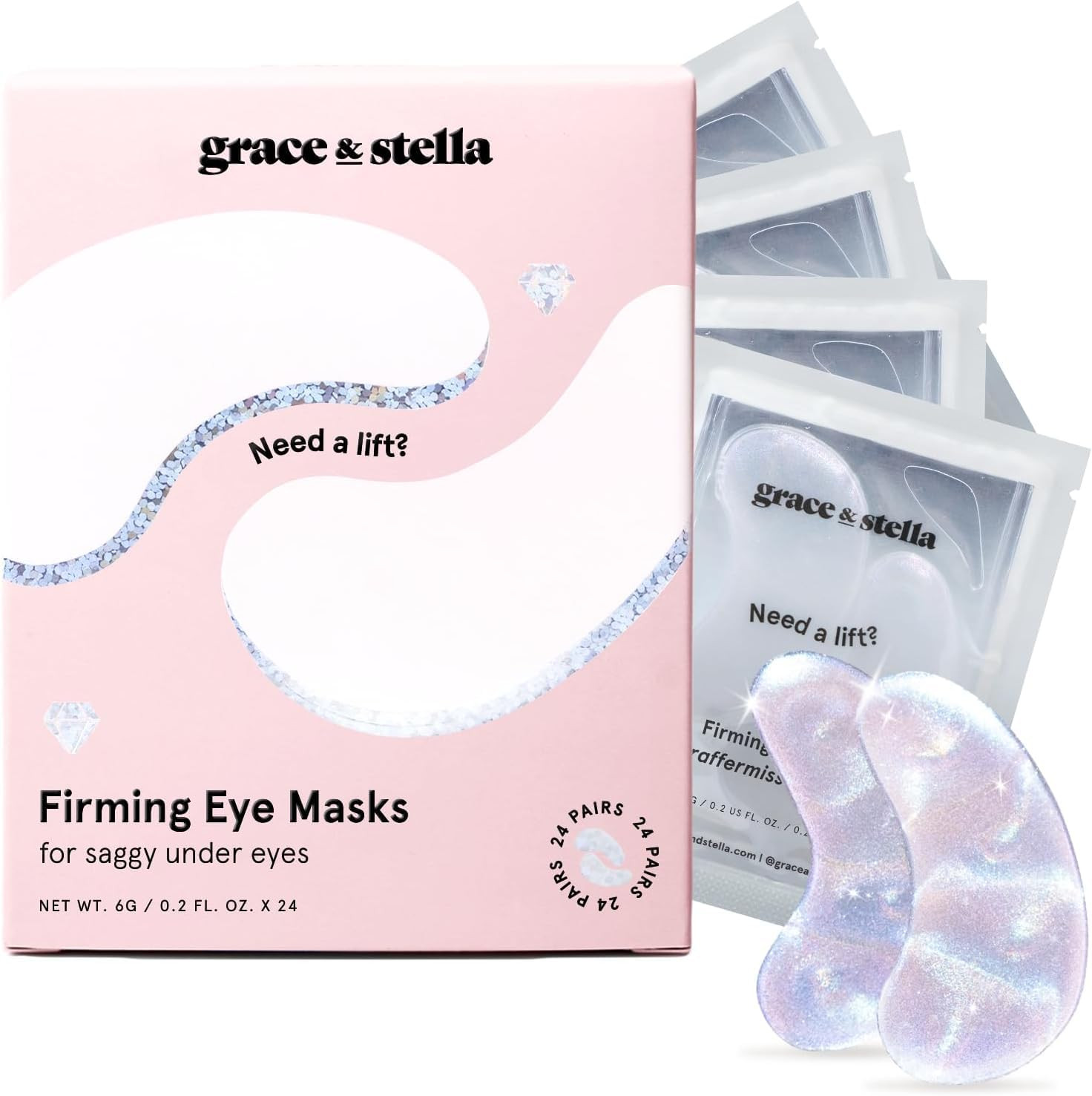 grace & stella Under Eye Patches with Peptides & Rice Extract - Firming Eye Masks for Dark Circle... | Amazon (US)