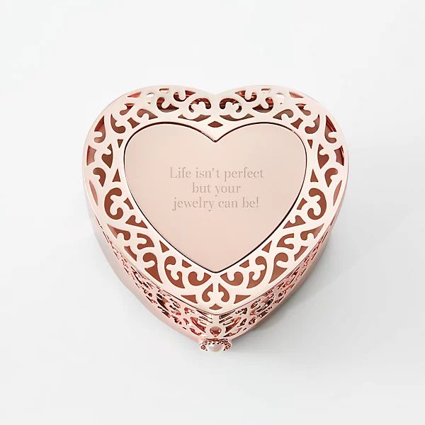 Rose Gold Heart Cut Out Jewelry Box | Things Remembered