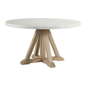 Picket House Furnishings Liam Round Dining Table in White and Natural | Cymax