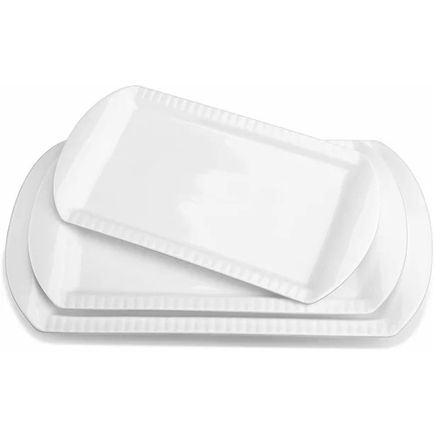 LIFVER Serving Platters, Large Platters Set of 3 with 15.6/13.8/12.2 Inches, Porcelain Rectangula... | Walmart (US)