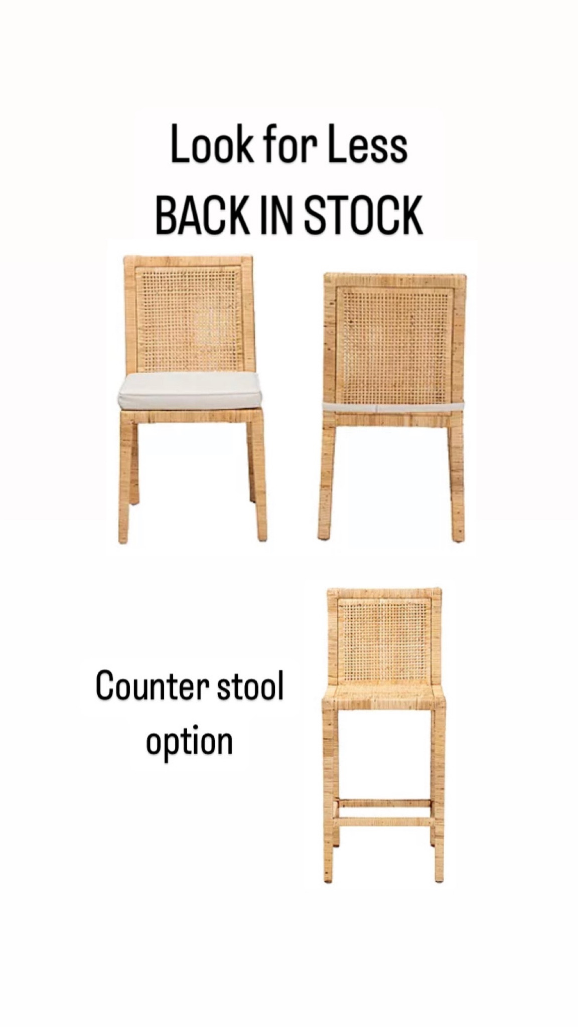 Look for less Serena and lily balboa stools and dining chairs wicker rattan 