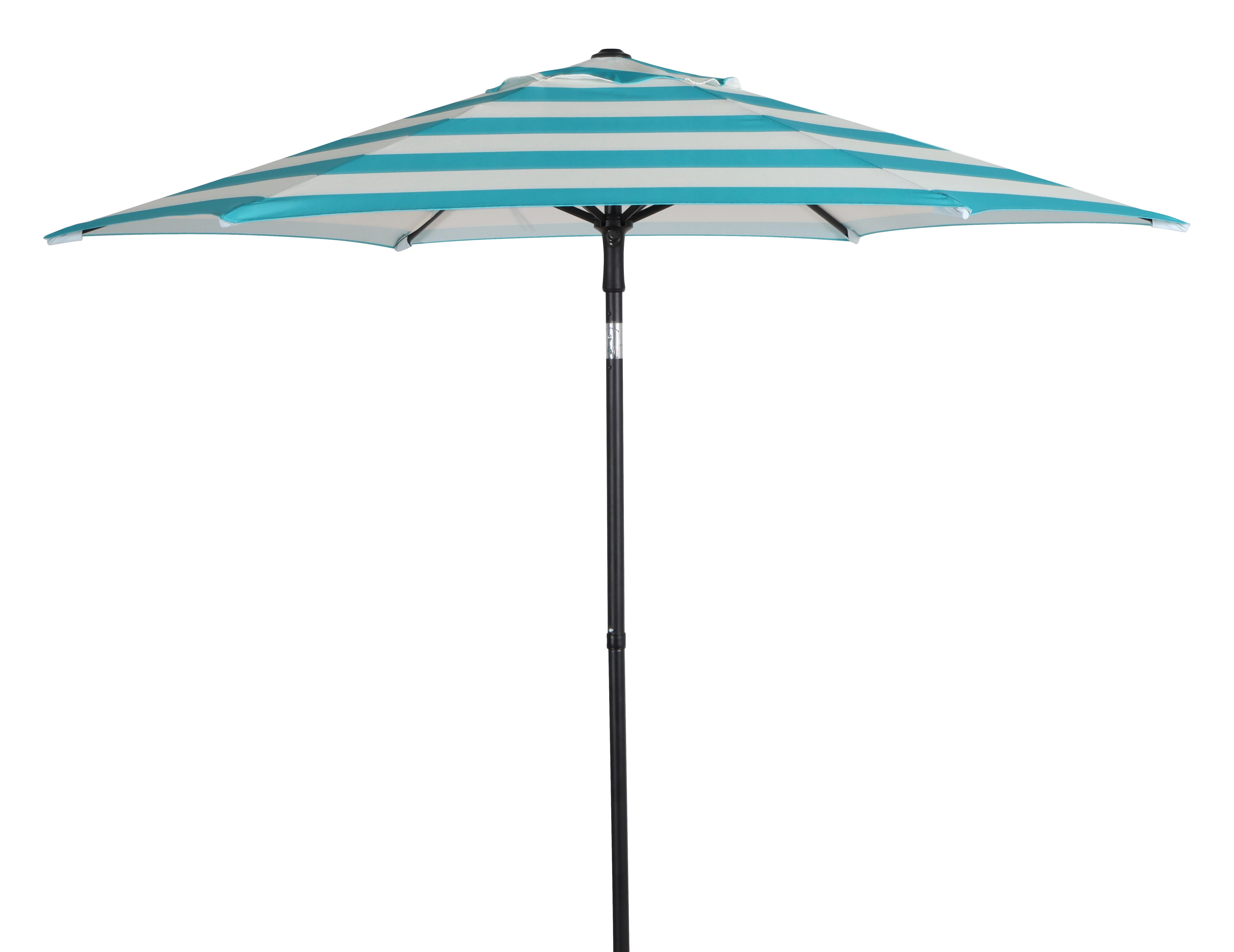 Mainstays 7.5ft Aqua Cabana Stripe Round Outdoor Tilting Market Patio Umbrella with Push-up Funct... | Walmart (US)
