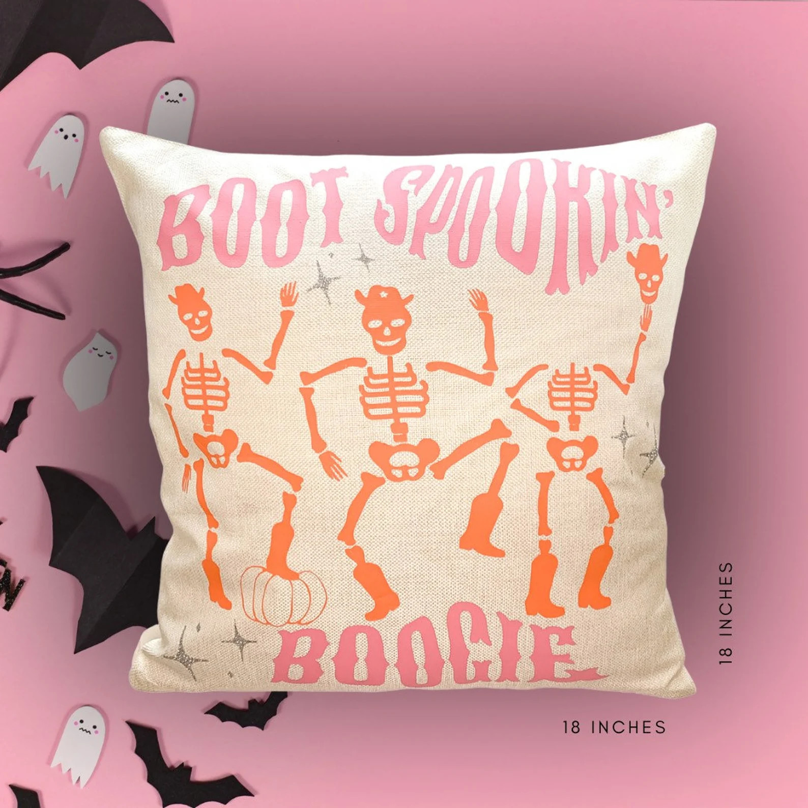 Dancing Skeletons Pillow | Halloween Pillow Cover | Western Halloween | Boot Spookin’ Boogie | Etsy (US)