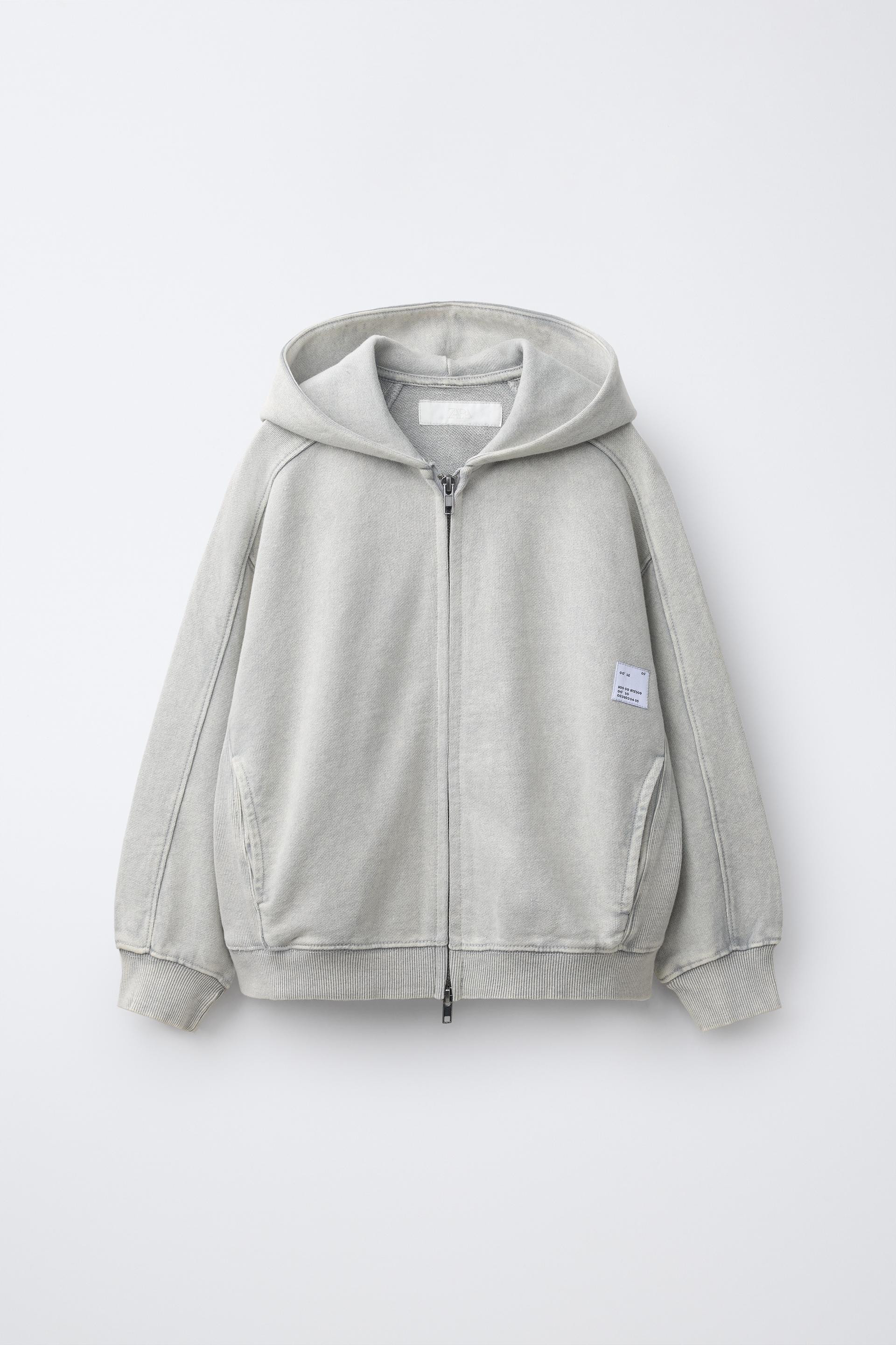 Zara - Fade Out Label Zip-Up Hoodie - Light Gray - 7-8 Years (50,4 Inches) - Kids | Zara US