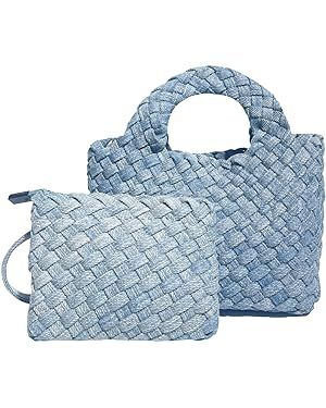 Handmade Woven Bags for Women with Coin Purse Fashion Handbag Female Shoulder Bags Foldable Chain... | Amazon (US)