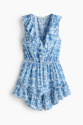 H & M - Flounced Viscose-Blend Romper - Blue/Patterned | H&M (US + CA)