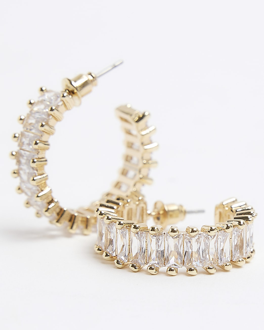 Gold colour diamantine hoop earrings | River Island (UK & IE)
