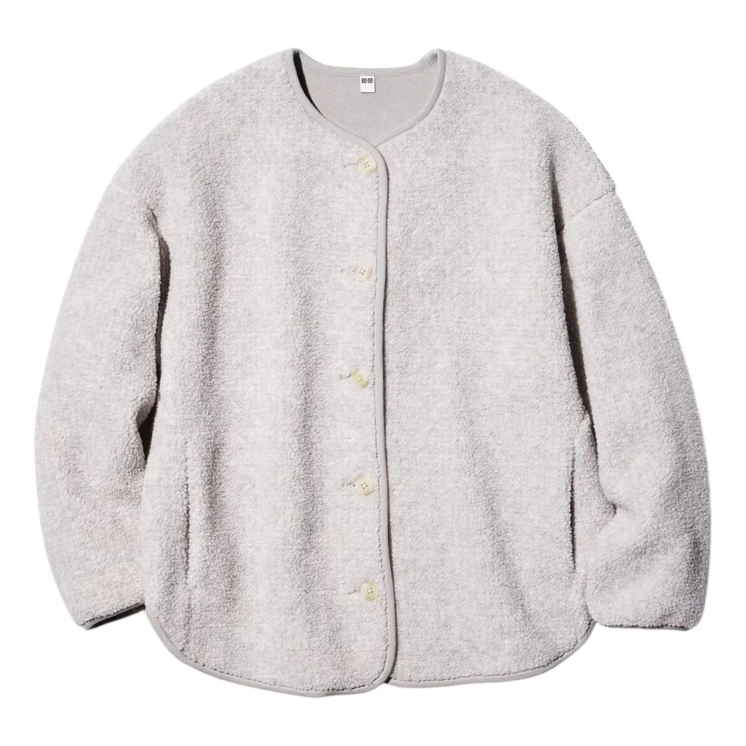 UNIQLO Pile Lined Fleece Relaxed Cardigan 'Light Grey' 479616-02 | KICKS CREW