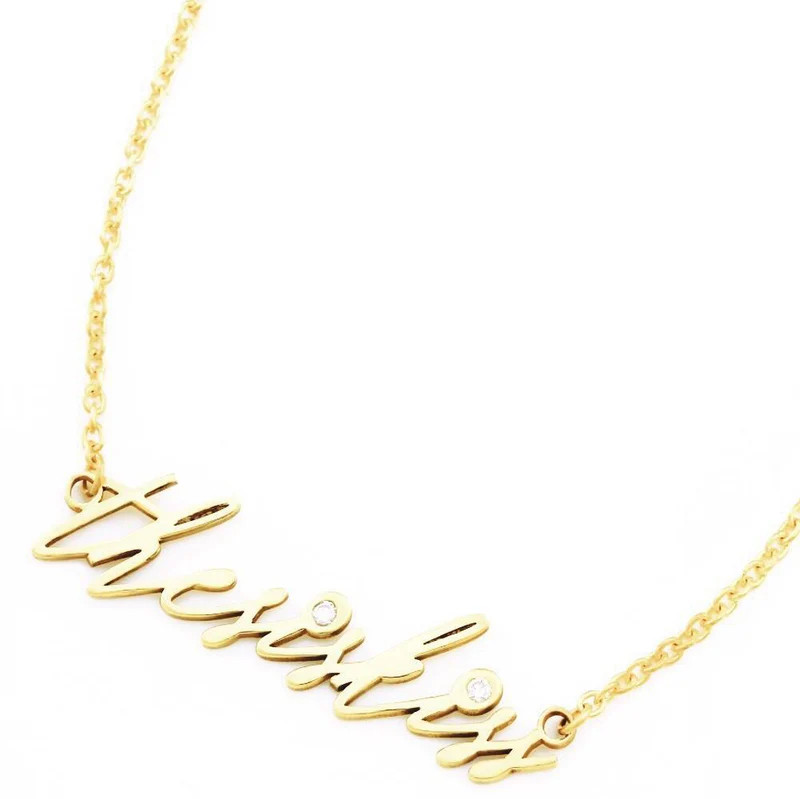 Cursive Name Necklace with Diamond | The Sis Kiss