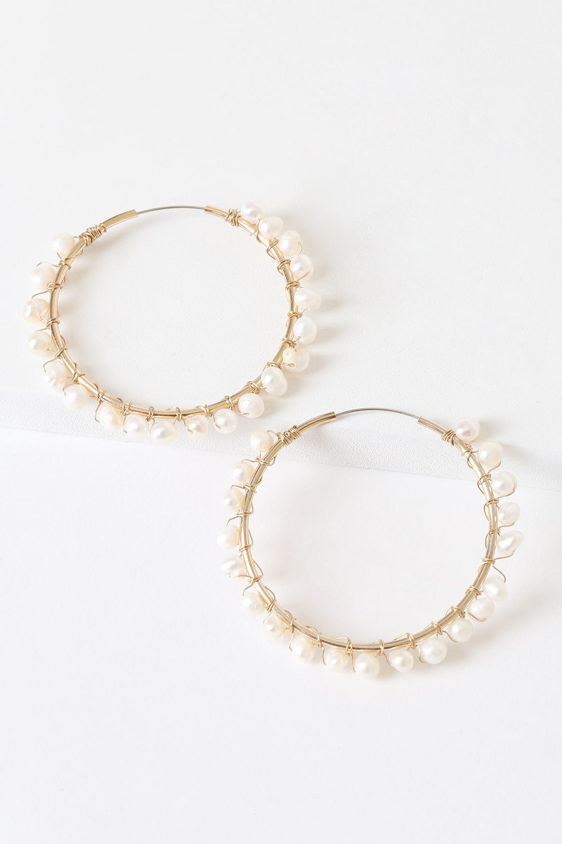 Wise Idea Gold and Pearl Hoop Earrings | Lulus (US)
