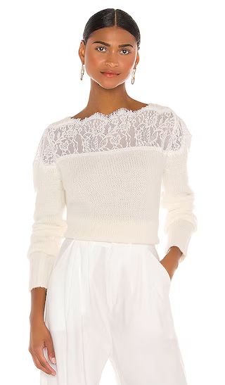 Lace Shoulder Sweater in Off White | Revolve Clothing (Global)