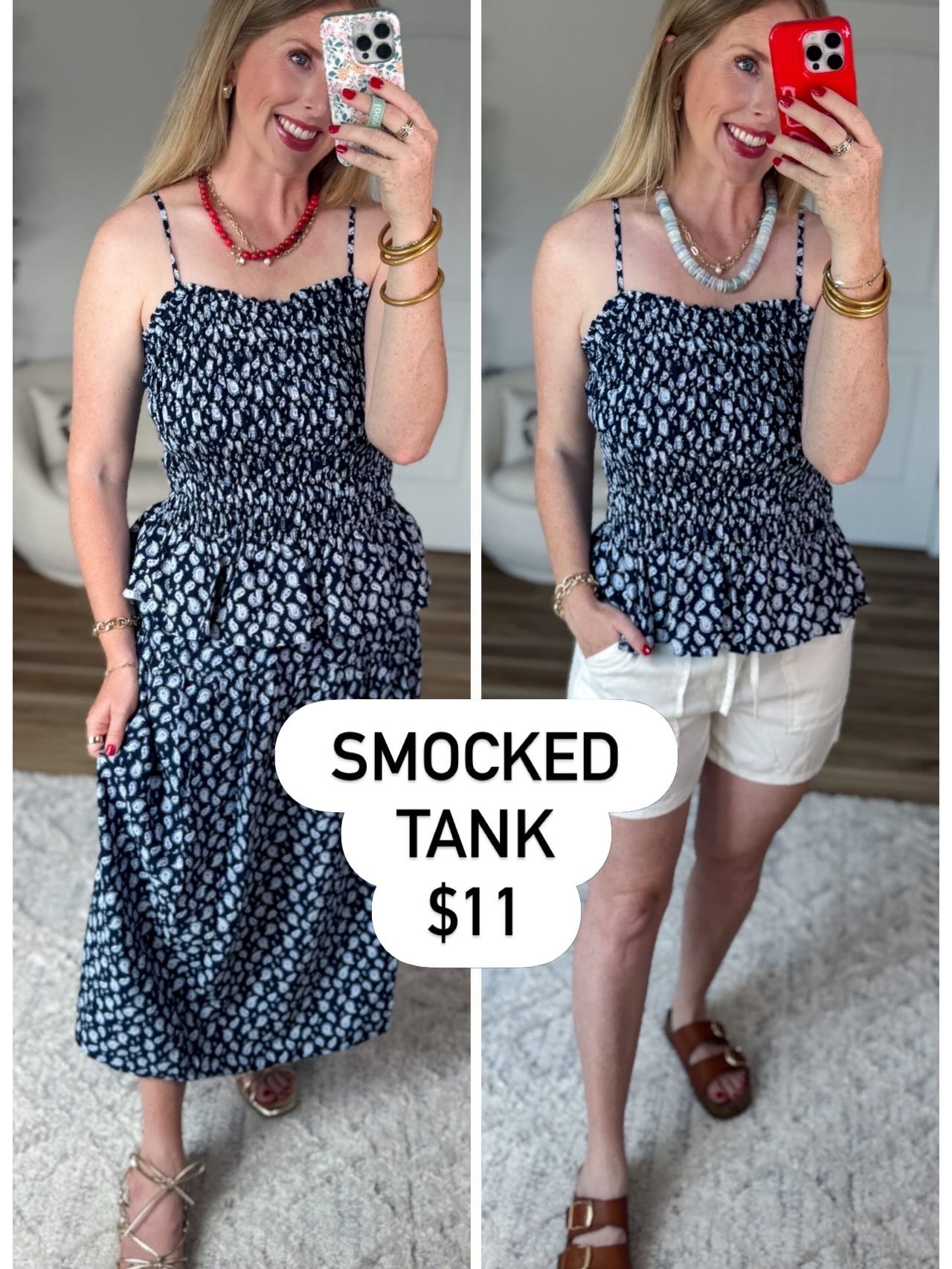 This smocked tank is on sale at Walmart for $11!!

#LTKSaleAlert