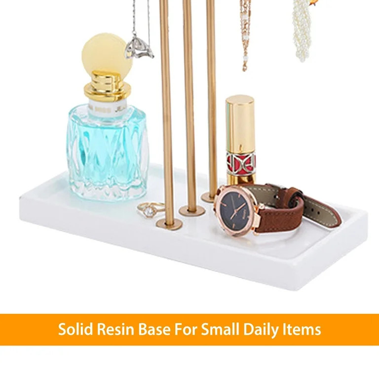 Laromni 3 Tier Gold Metal Tabletop Jewelry Display Tree Stand Organizer Holder Rack Hanger Tower ... | Walmart (US)