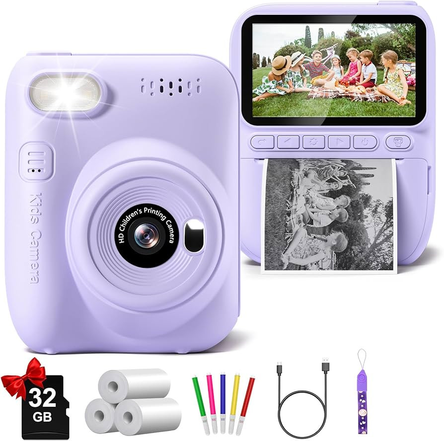 Kids Camera Instant Print, 3.0" HD 32MP Kids Camera Christmas Birthday Gifts for 3 4 5 6 7 8 9 10... | Amazon (US)