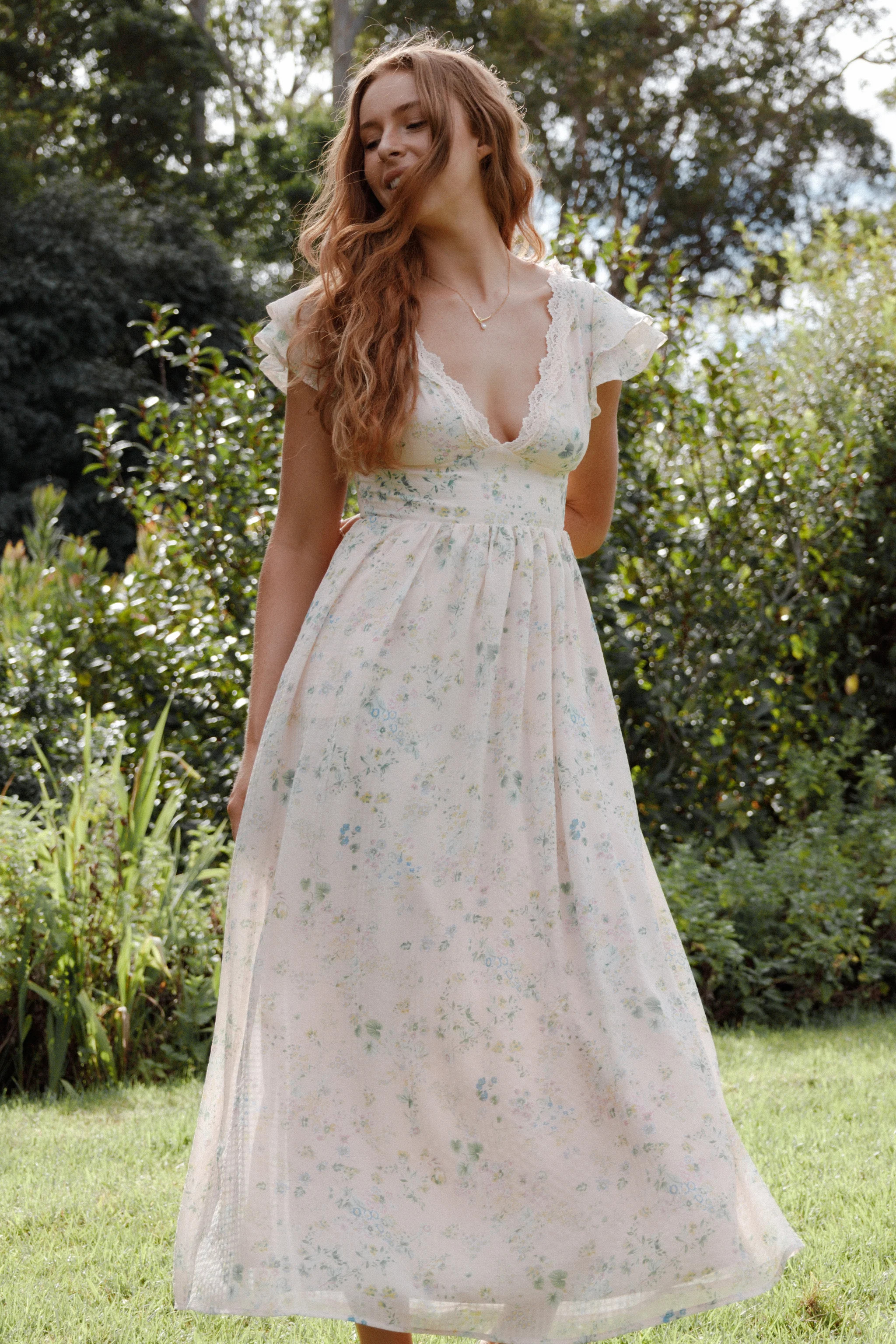 Angelica Midi Dress - Pastel Pink Floral | Petal & Pup (US)