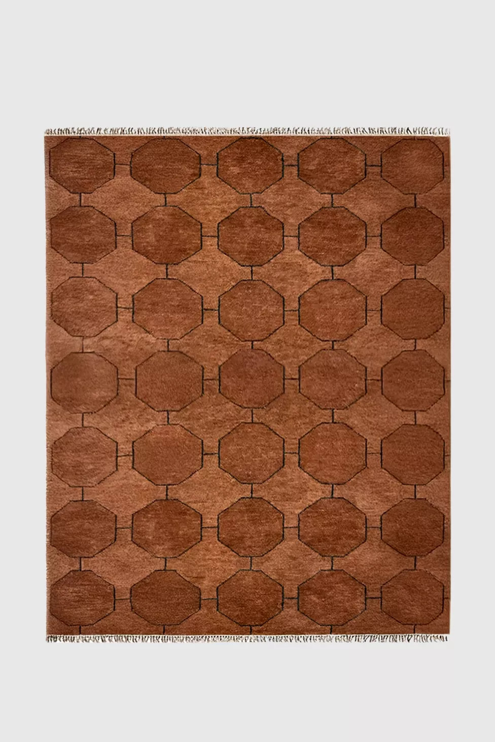 Jubi Brown Octagon Hand-Knotted Geometric Wool Rug | Urban Outfitters (US and RoW)