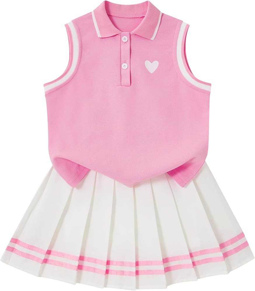 Toddler Dresses for Girls Size 3-8 Kids Sporty Tennis Skirt Sets with Inner Short | Amazon (US)