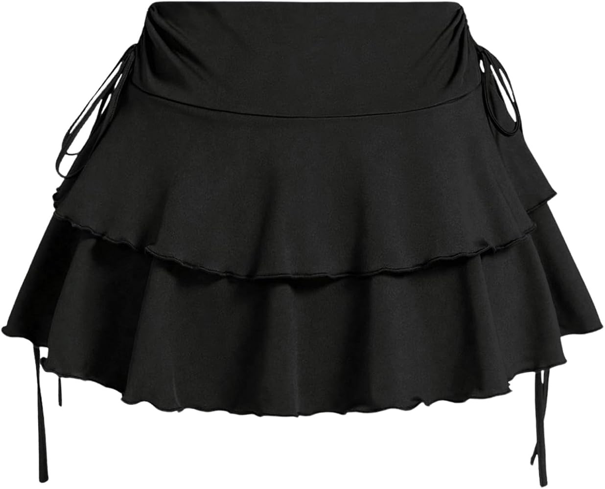 OYOANGLE Women's Plus Size High Waisted Bow Knot Side Layered Y2K A Line Ruffle Skorts Mini Skirt | Amazon (US)