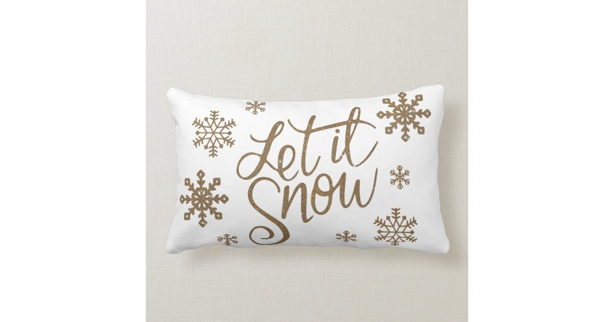 Elegant gold glitter let it snow text snowflakes lumbar pillow | Zazzle.com | Zazzle