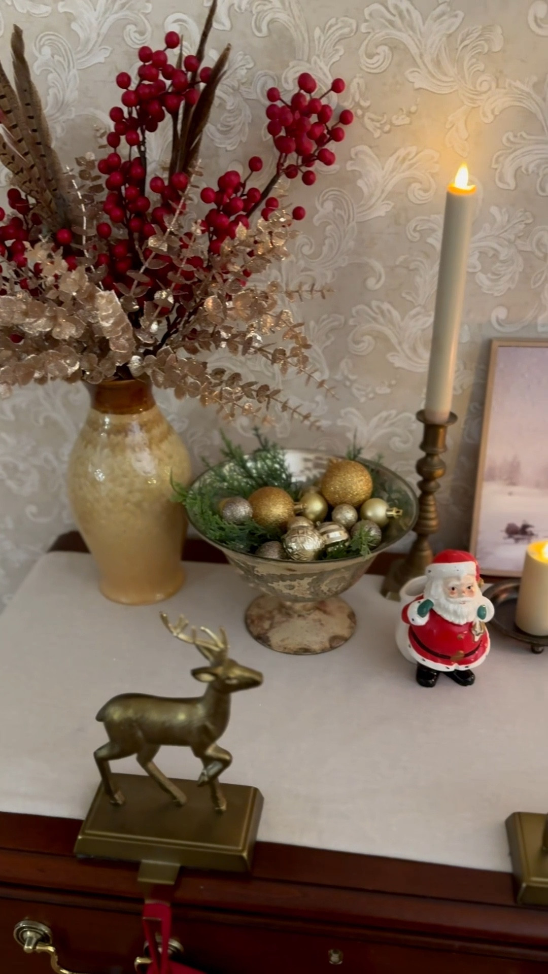 Traditional Christmas decorations, vintage Santa, monogrammed stockings, deer stocking holders, Christmas side table decor, battery operated candles 

#LTKSaleAlert #LTKHoliday #LTKHome