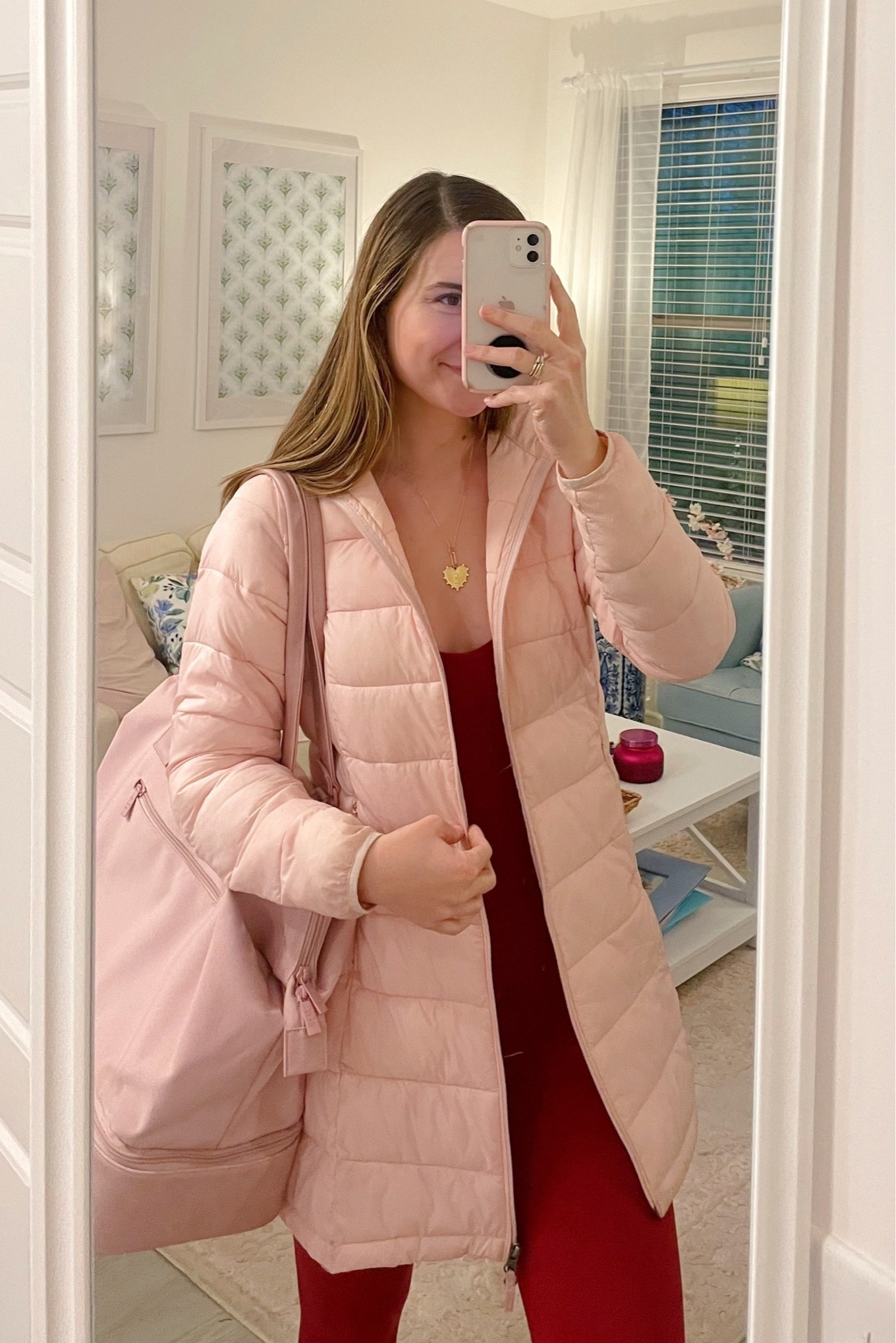 Pilates OOTD 🌨️❄️ This under $50 Amazon Puffer was one of my bestsellers last year! So warm, lightweight, and the sleeves are roomy enough to wear a sweater or sweatshirt underneath. It comes with a bag to stuff it in while you’re traveling! I’m wearing a size XS - runs TTS!! 

My under $35 Target Joy Lab athletic jumpsuit is available in new colors!! Wearing a size Small 

Carrying my gym bag, the BEIS mini weekender in Atlas pink. The best for organization! 

#LTKtravel #LTKU #LTKfitness