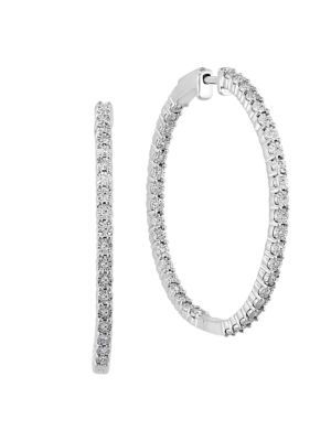 Effy ENY Sterling Silver & 0.46 TCW Diamond Hoop Earrings on SALE | Saks OFF 5TH | Saks Fifth Avenue OFF 5TH