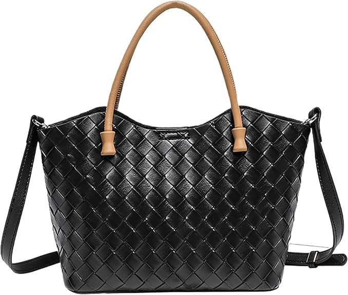 Genuine Leather Tote Bag for Women - Woven Cowhide Handbag, Elegant Crossbody Bag, Versatile with... | Amazon (US)