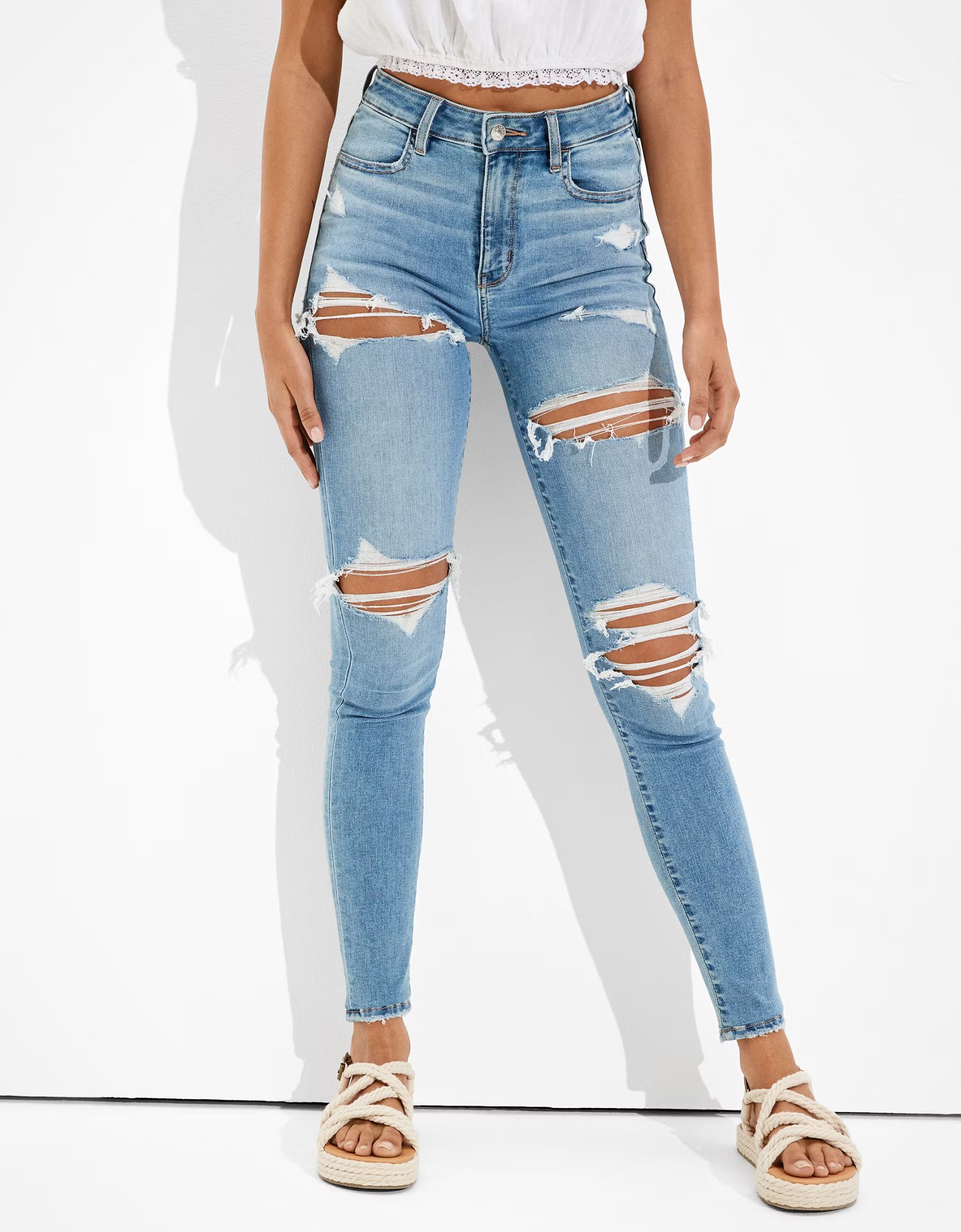 AE Ne(x)t Level Ripped Super High-Waisted Jegging | American Eagle Outfitters (US & CA)