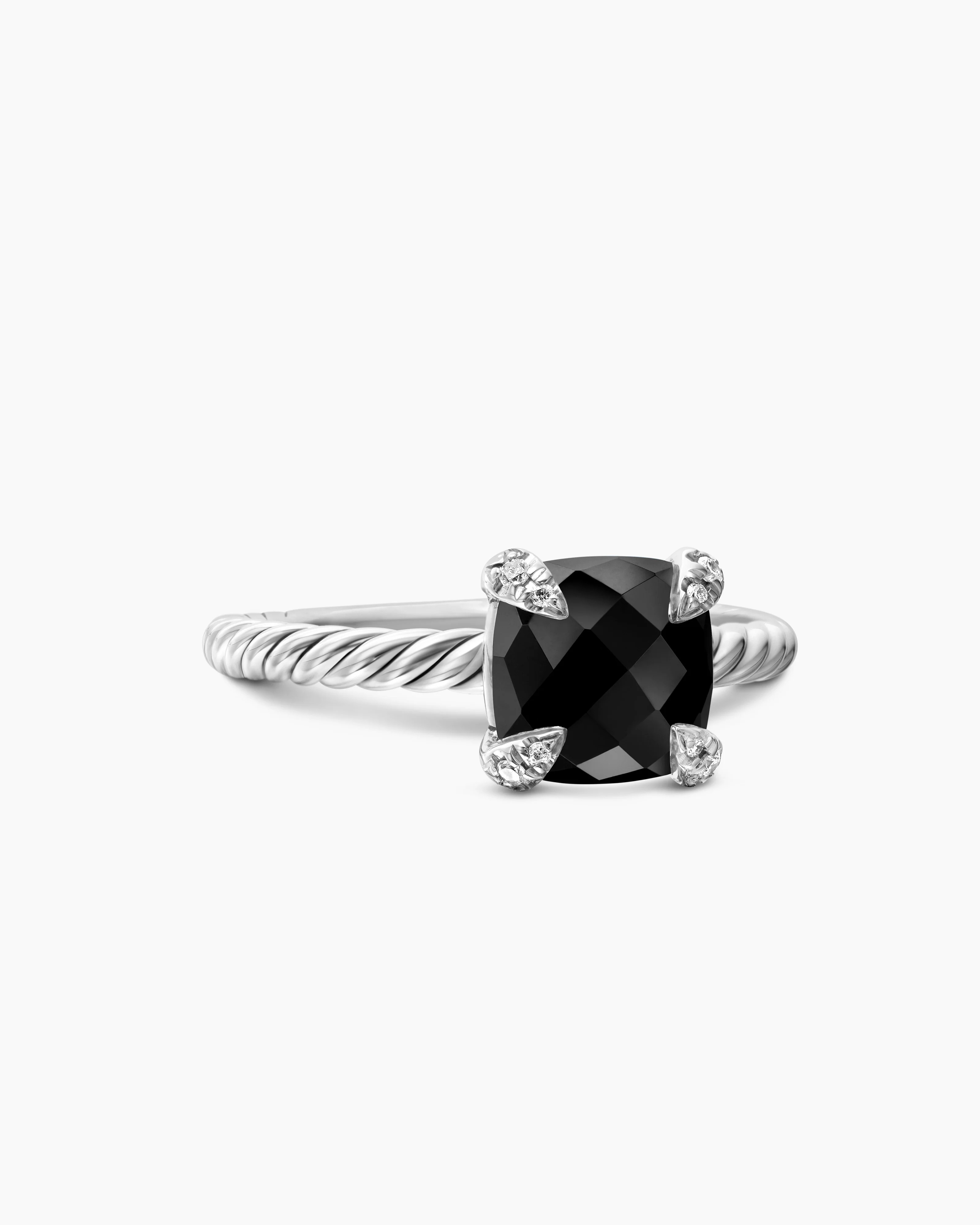 David Yurman | Chatelaine® Ring in Sterling Silver with Black Onyx and Diamonds, 8mm | David Yurman
