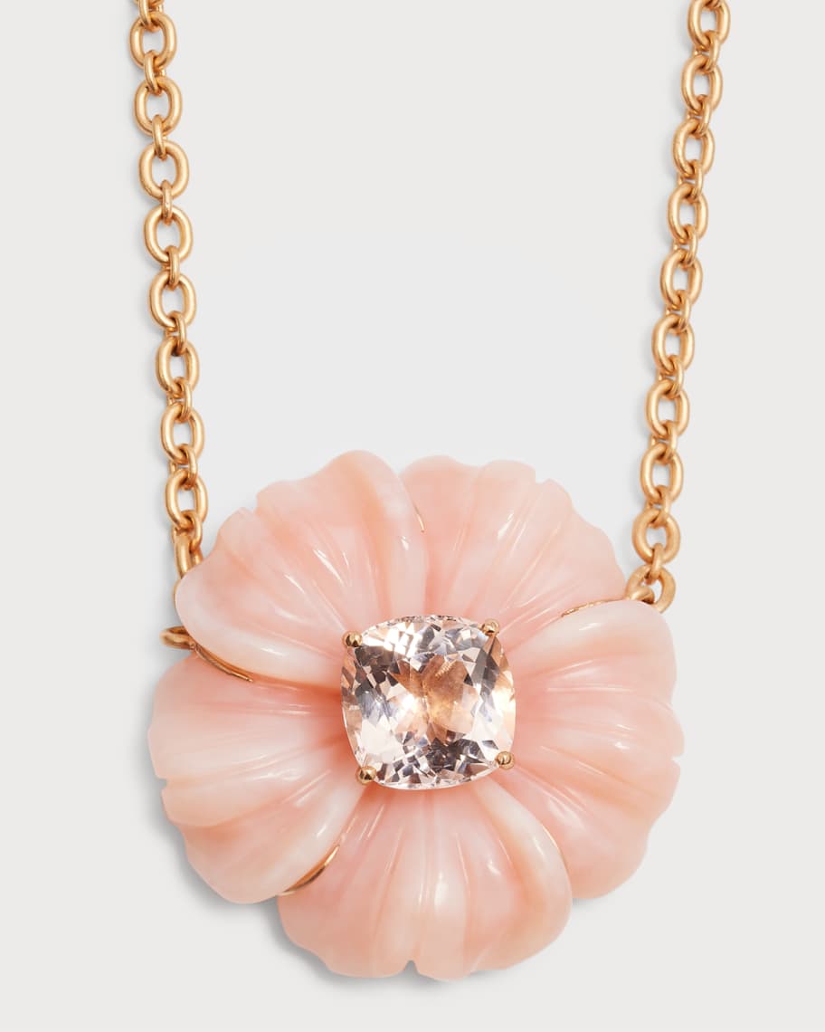 Irene Neuwirth Tropical Flower One-of-a-Kind 18k Rose Gold Pink Opal Necklace | Neiman Marcus
