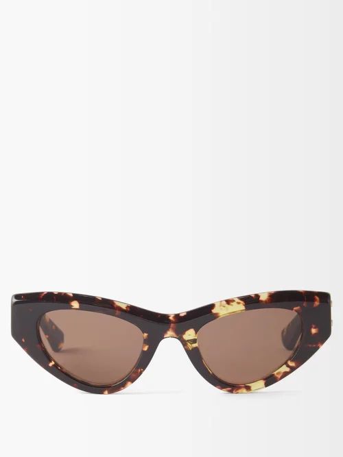 Bottega Veneta - Cat-eye Tortoiseshell-acetate Sunglasses - Womens - Brown Gold | Matches (US)