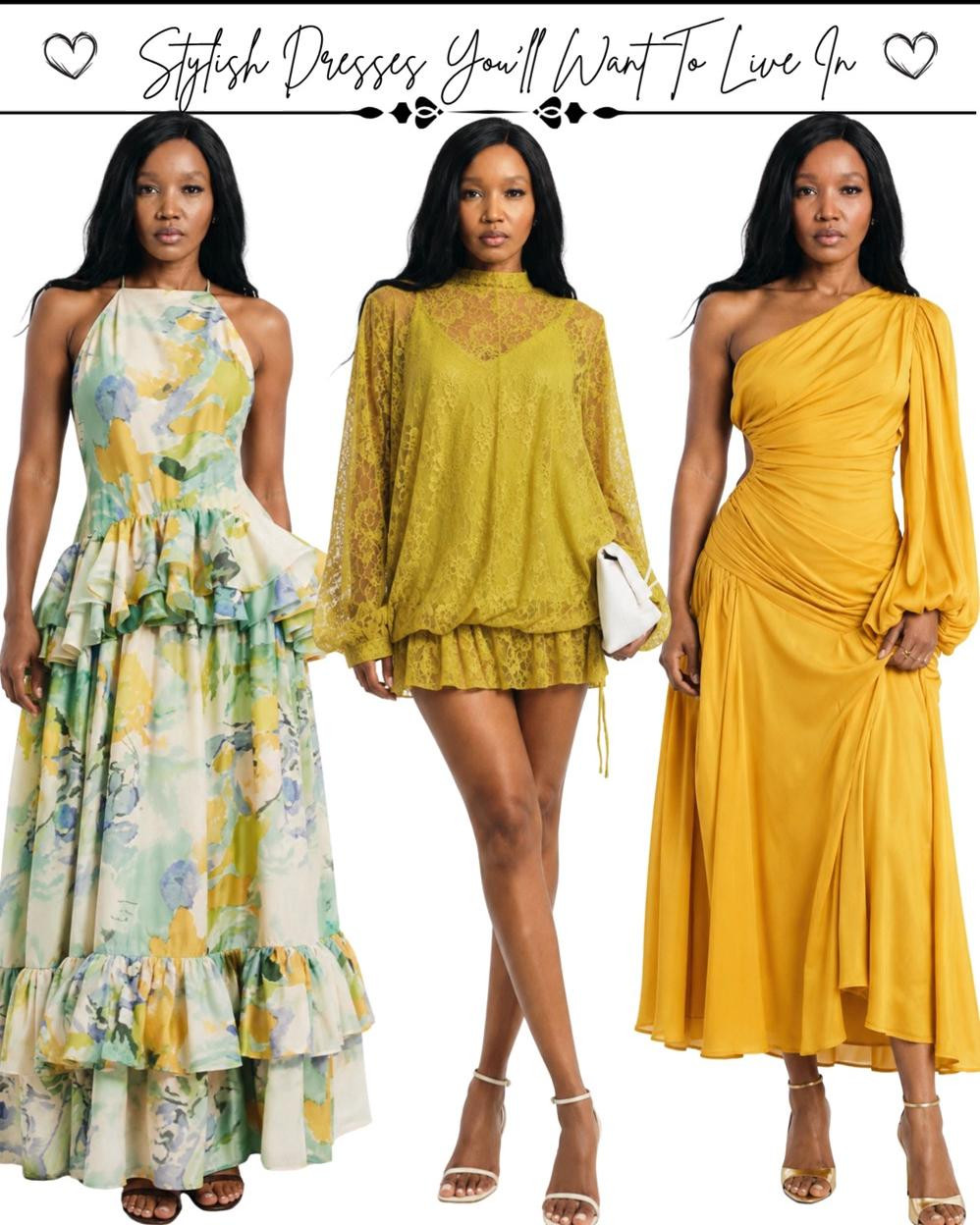 Classy dresses that do all the talking so you don't have to✨


A flowy floral maxi for the romantic days, a lace mini for the bold nights, and a one-shoulder gold dress for when you need to feel like the moment. Versatile, stylish, and honestly so wearable.  

#dresslookbook #classydresses #stylishdresses #fashioninspo #outfitideas 

 #LTKMidsize #LTKPetite #LTKPlusSize