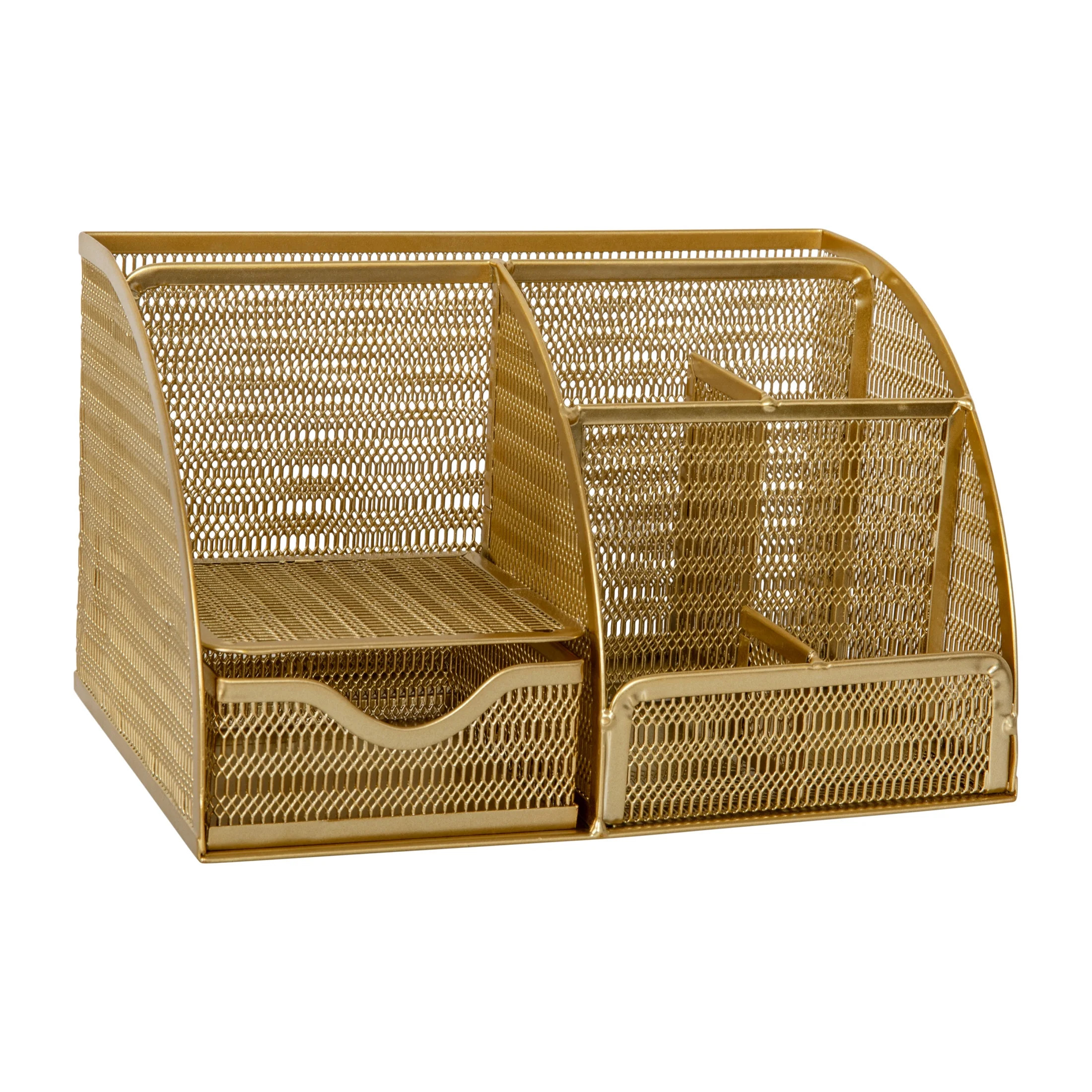 Martha Stewart Ryder Gold Mesh Metal Small Desktop Organizer for Office Accessories, Notebooks, P... | Walmart (US)