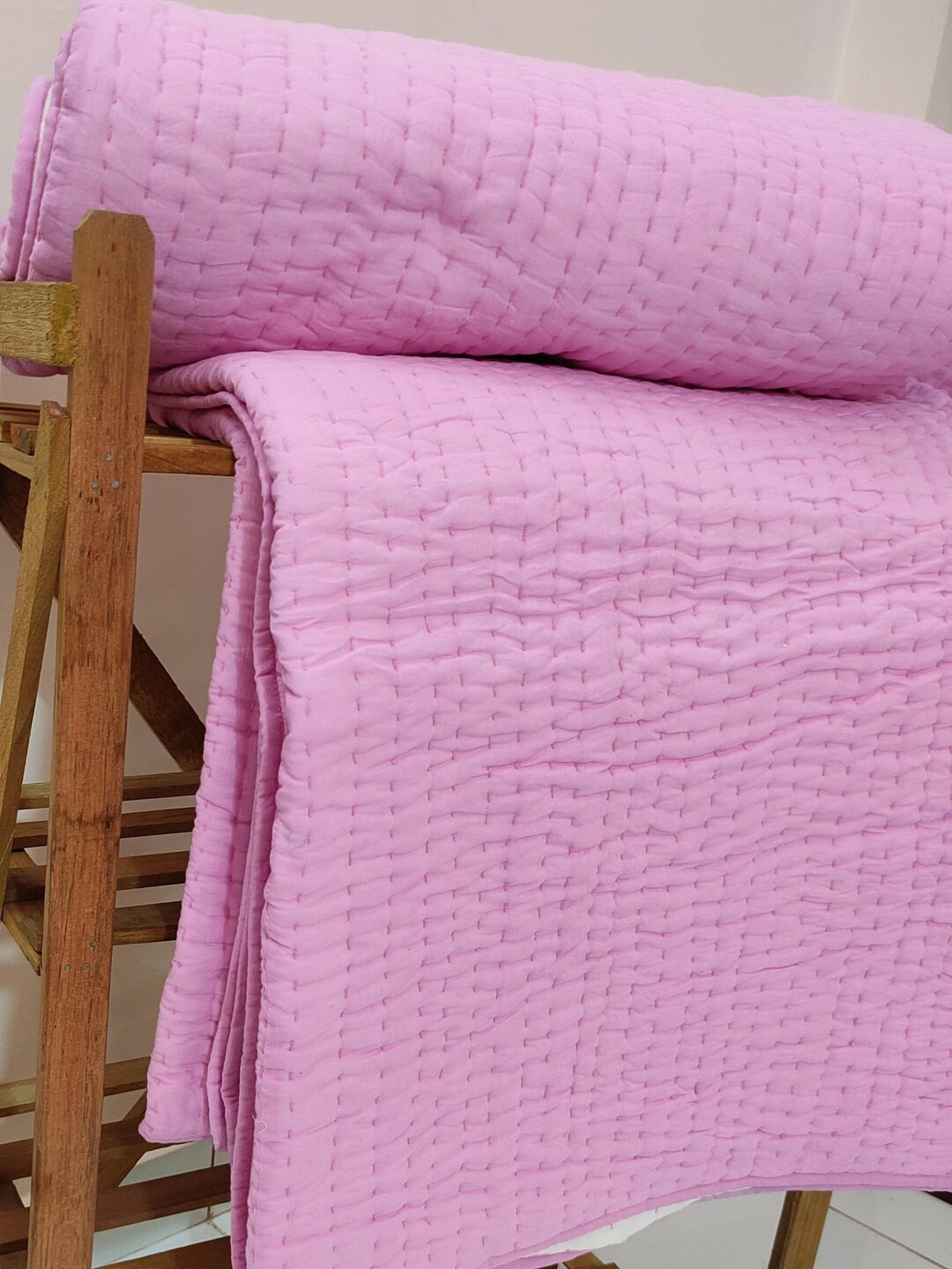 Handmade Light Pink Both Side Kantha Quilt, Soft Blanket, Lightweight Kantha Quilted Throw, Hand ... | Etsy (US)