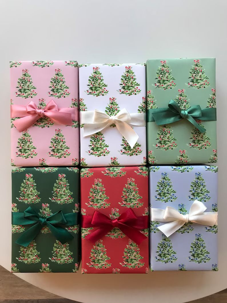 Wrapping Paper: Oh Christmas Tree Pink {Gift Wrap, Birthday, Holiday, Christmas} | Etsy (US)