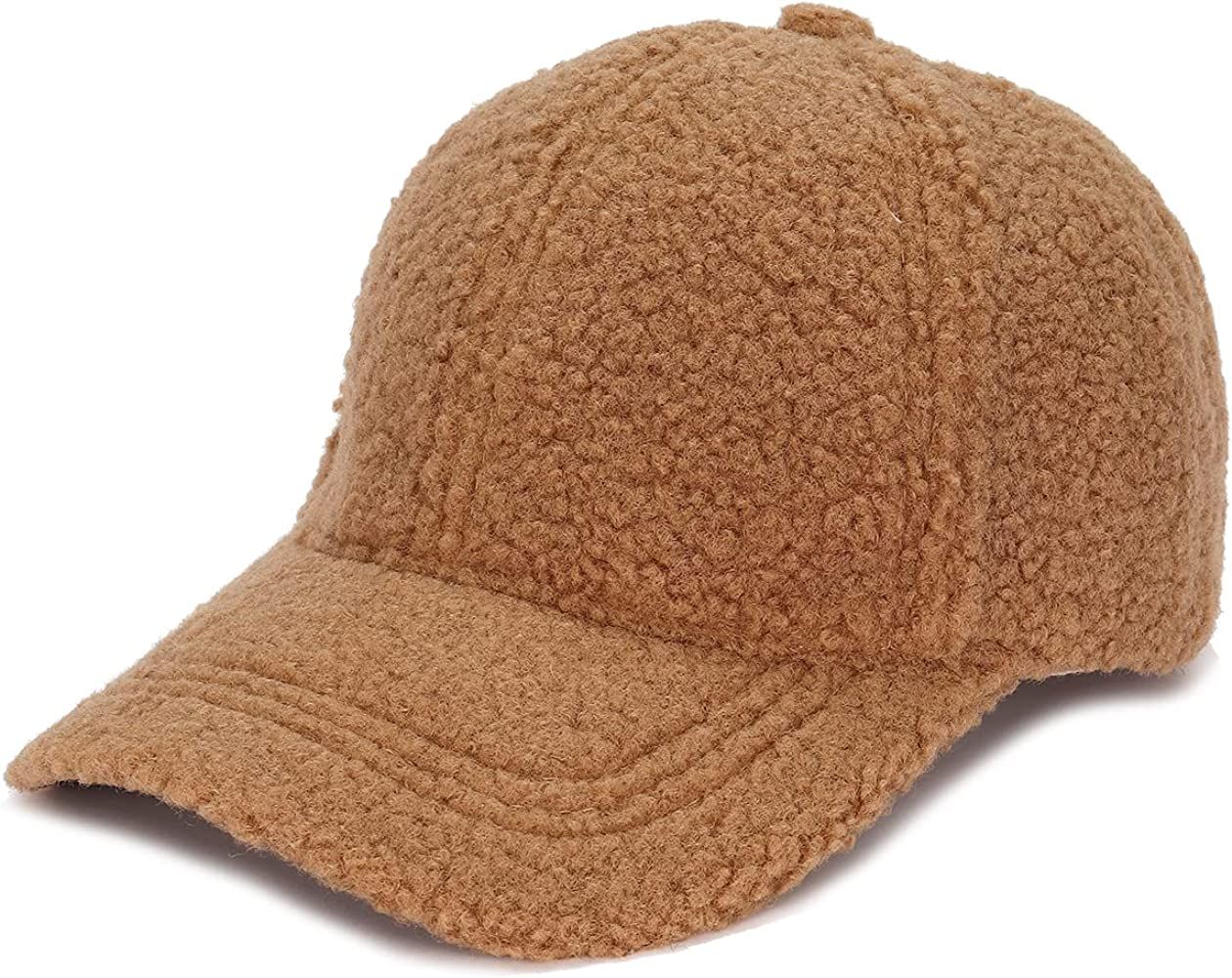 Lamb Wool Baseball Cap for Women Teddy Fleece Sports Hats Comfortable Warm Winter Outdoor Embroidery | Amazon (US)