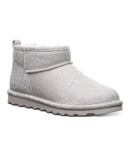BEARPAW White Leopard Glitter Shorty Exotic Suede Ankle Boot - Women | Zulily