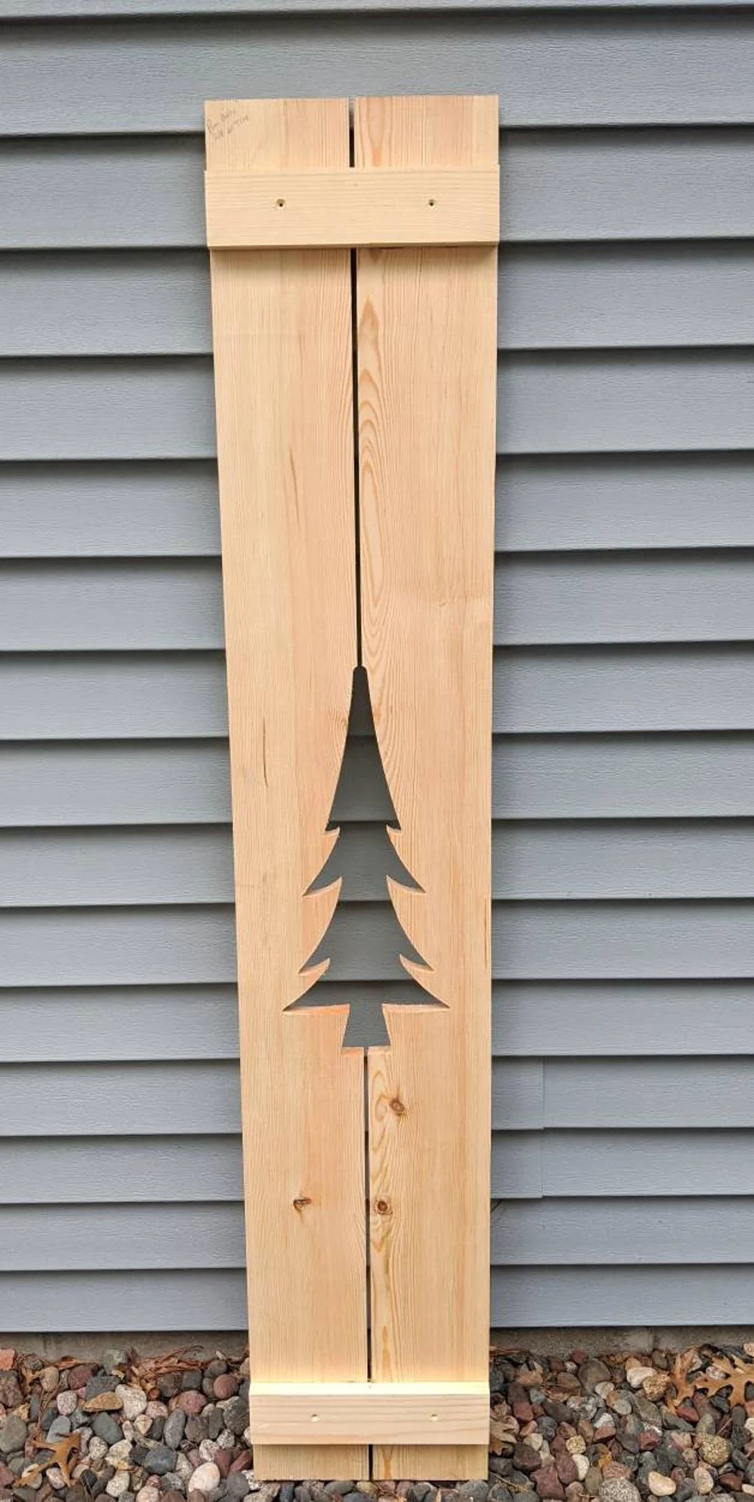 Board and batten window shutter with Large Pine Tree cutout. Indoor or Outdoor. Custom shutter he... | Etsy (US)