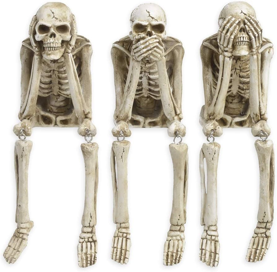 Newman House Studio Halloween Statues No-Evil Skeleton Collectible-Figurines - Realistic Skull De... | Amazon (US)