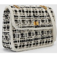 Tweed Shoulder Bag - Black & White Checkered / One-Size | Urban Revivo