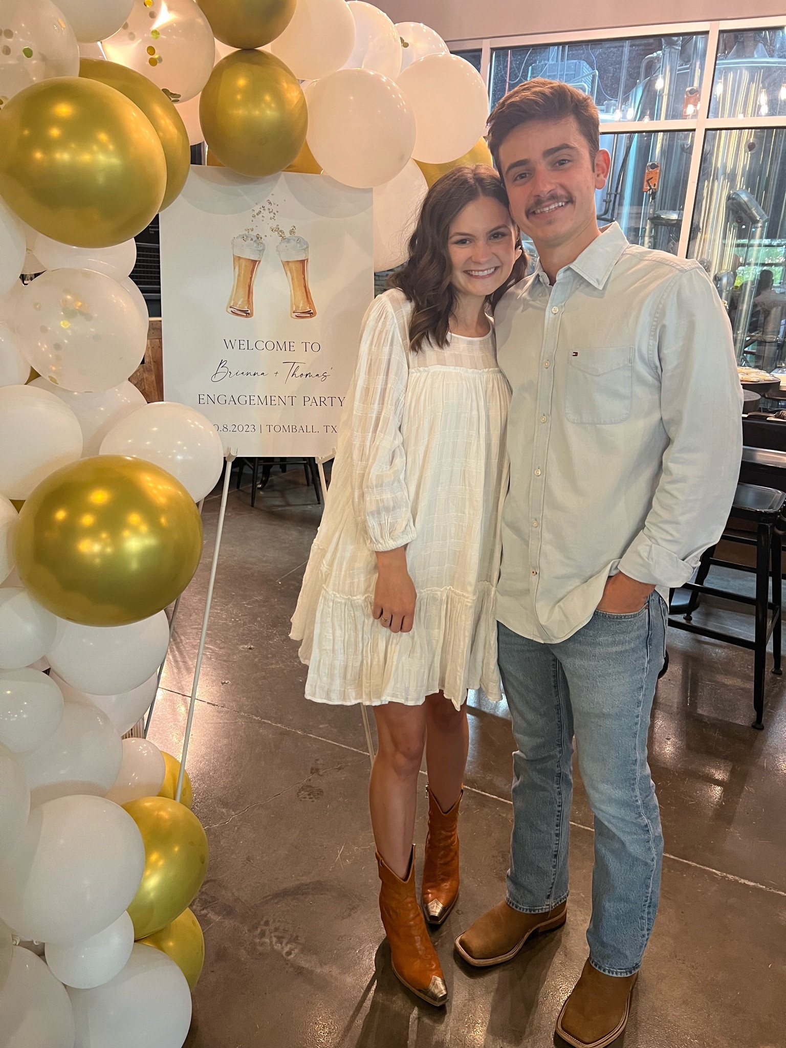 Our engagement party was at a brewery and this sign was so fun! From Etsy, and you can edit the words. Balloons are Amazon :) 