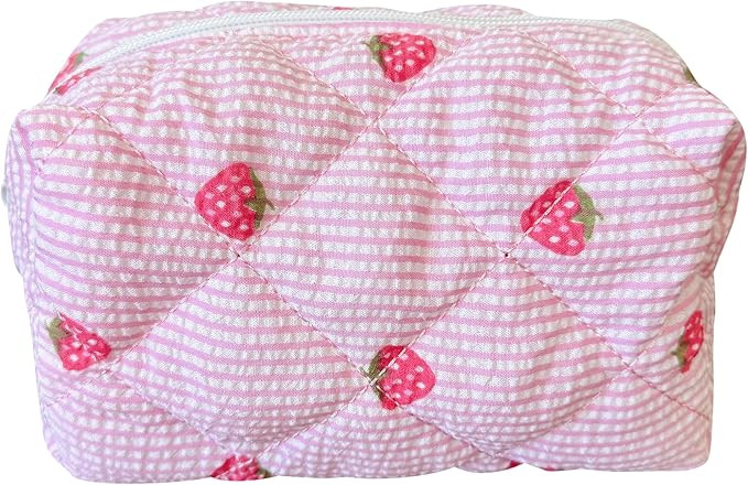 Cotton Quilted Makeup Bag Coquette Accessories Make up Bag Organizer Cute Floral Cosmetic Pouch T... | Amazon (US)