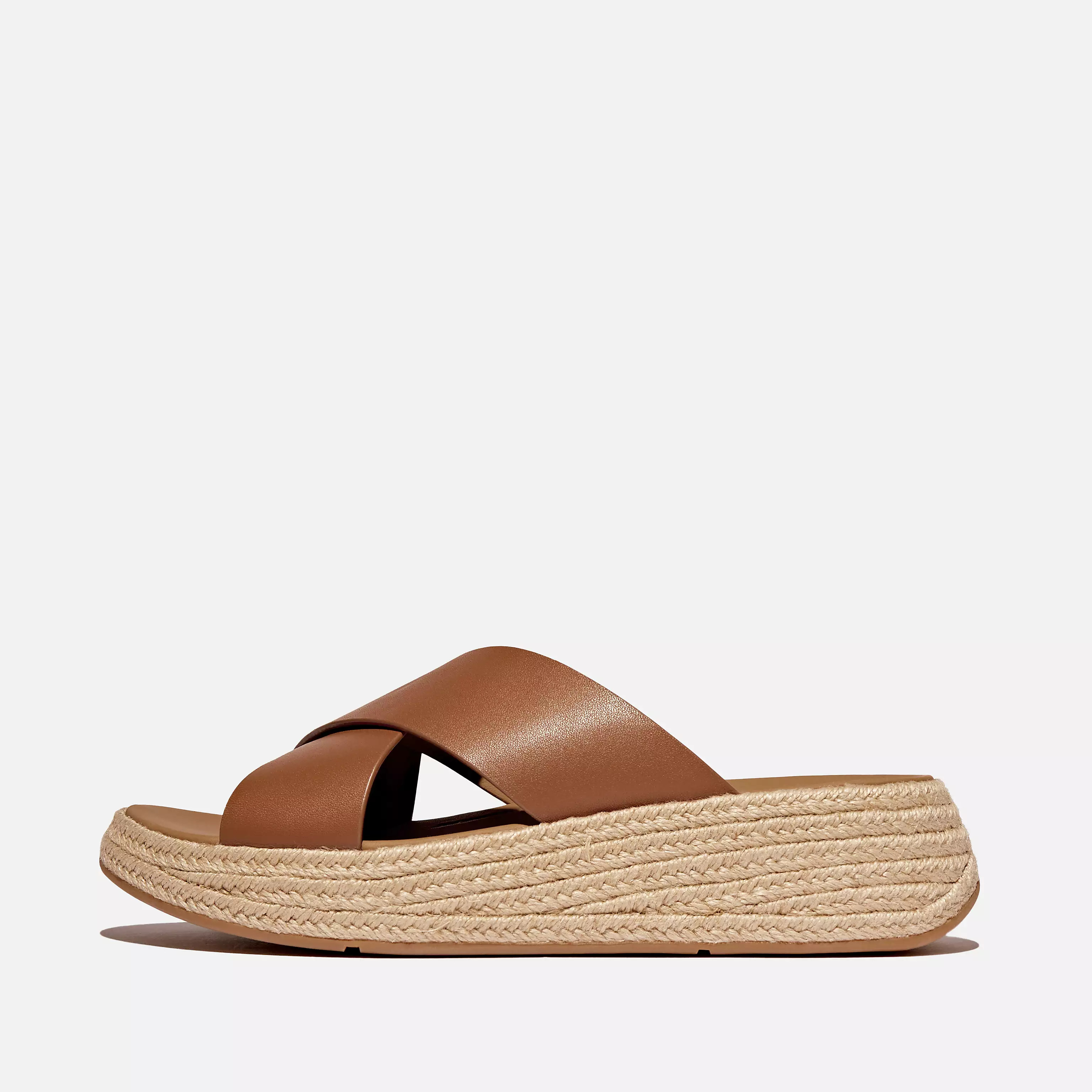 F-MODE Espadrille Leather Flatform Cross Slides | FitFlop (US)
