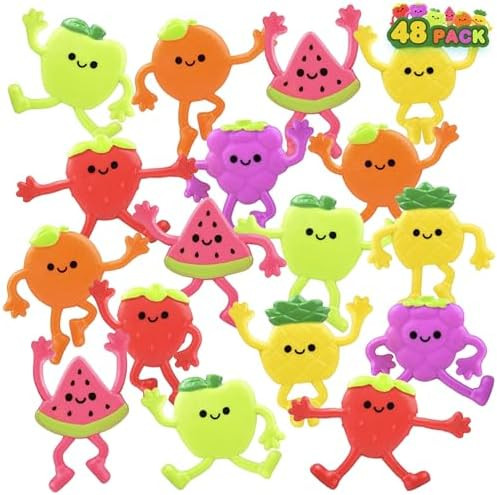ArtCreativity Mini Bendable Fruit Toys (Set of 48) Fruit Party Favors Fidget Toys - 6 Assorted De... | Amazon (US)