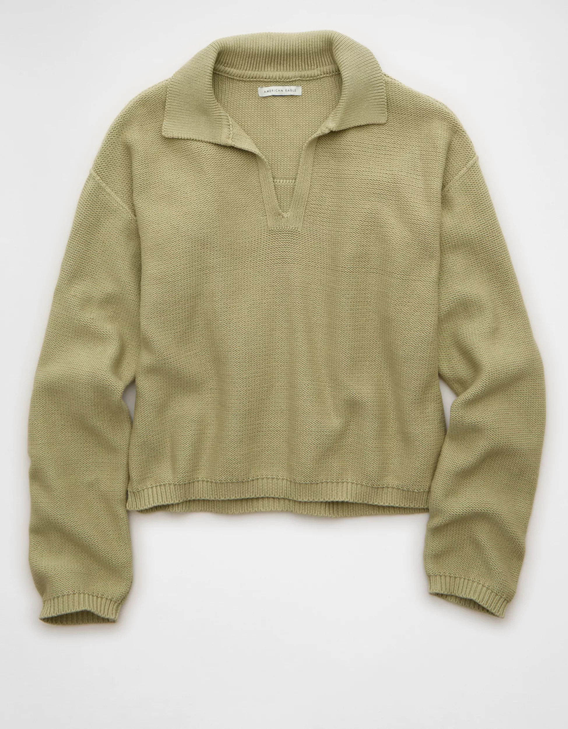 AE Johnny Collar Cropped Sweater | American Eagle Outfitters (US & CA)